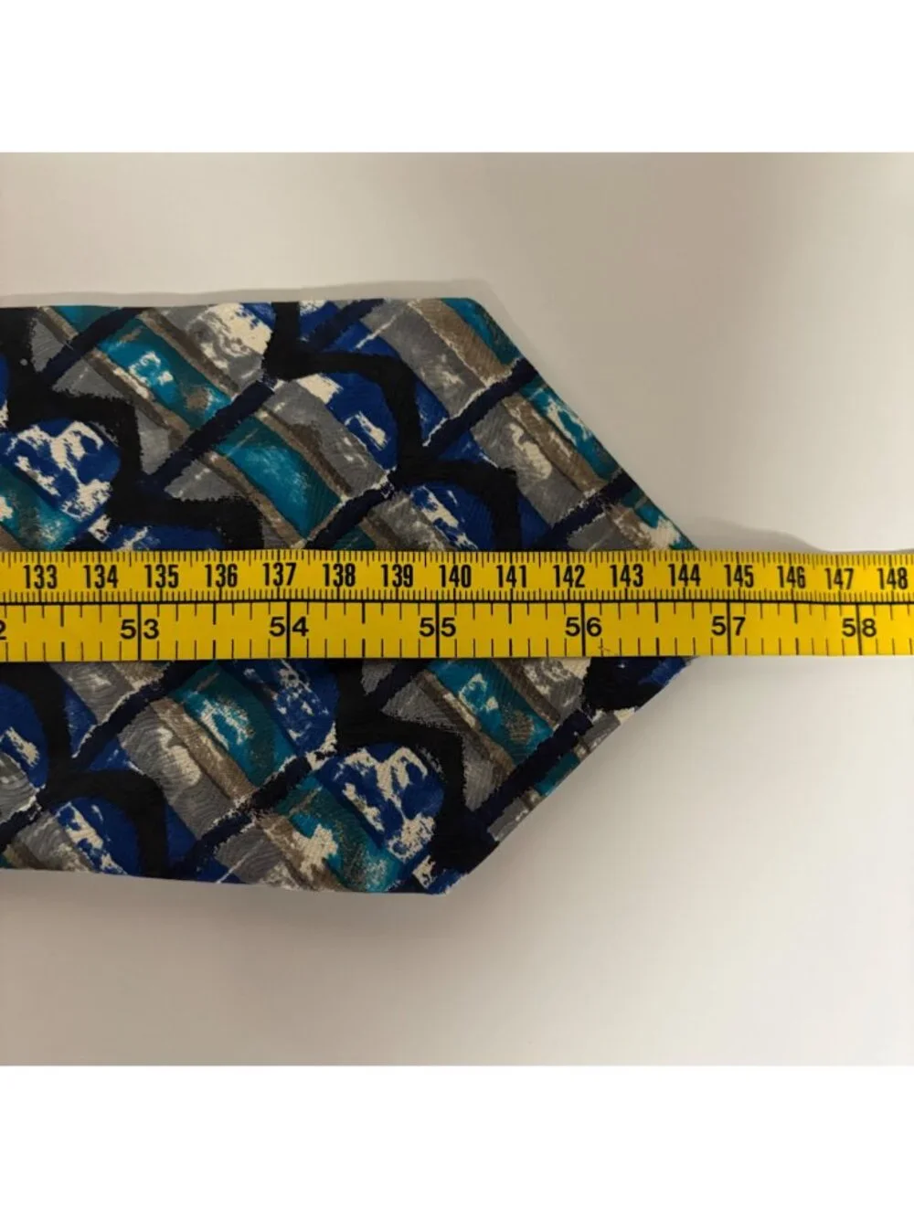 Stefano Milano Silk Tie Blue Teal Abstract Mens Necktie Handmade Italy Office